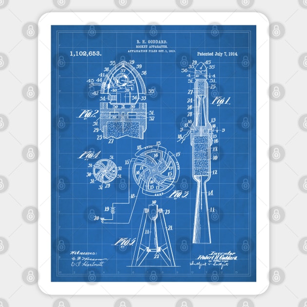 Rocket Ship Patent - Nasa Rocketship Art - Blueprint Sticker by patentpress